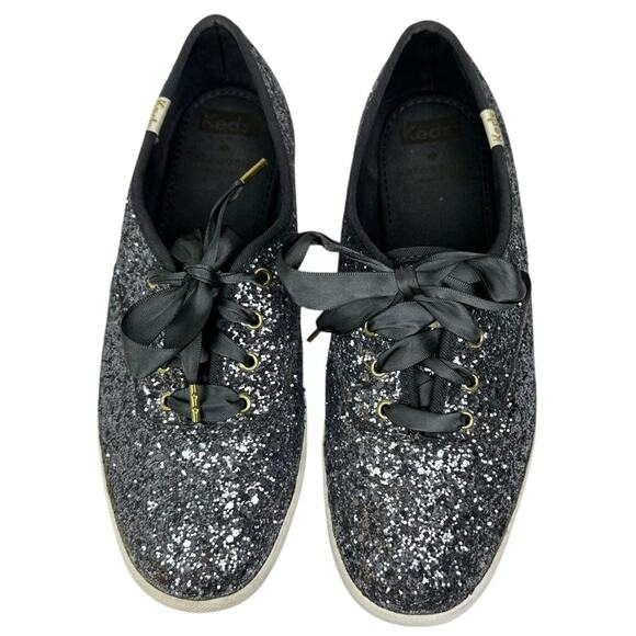 Keds X Kate Spade New York Glitter Lace Up Sneakers Pewter Size 7 - Picture 5 of 10